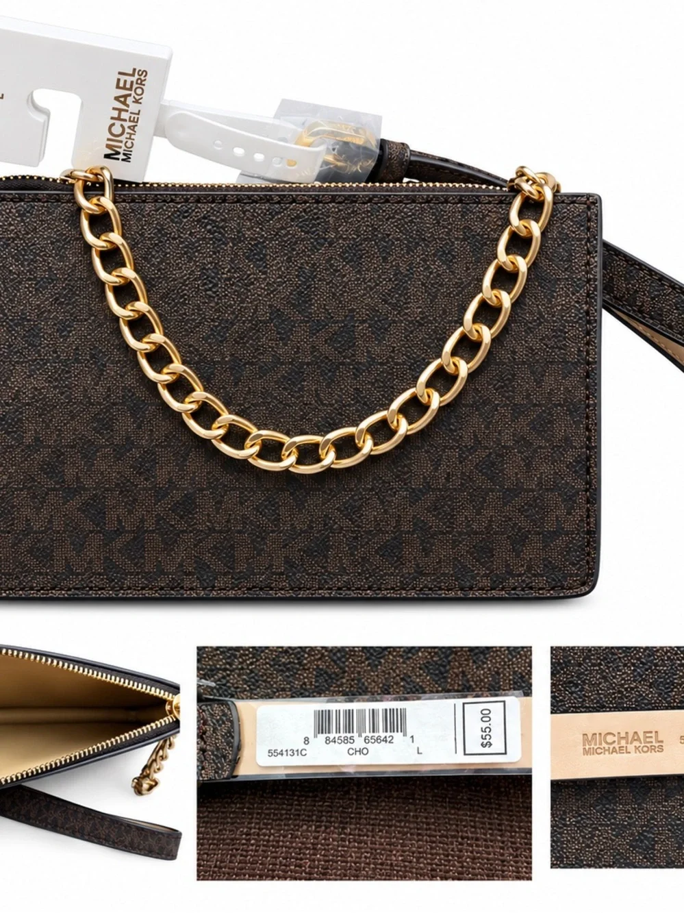 Signature Michael Kors Brown & Black Belt/Waist Bag with Gold Hardware